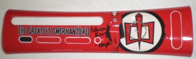 This is a custom printed faceplate featuring William Katt as Ralph Hinkley, aka the Greatest American Hero. It was signed by Mr. Katt in January, 2011.