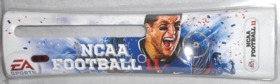 This plate was made by MadCatz for EA Sports to promote the release of their game NCAA Football 11. There are two plates, one with Tim Tebow and one featuring the letters NCAA filled with images of the team mascots.
