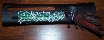 Made for the owner of the gamertag, the plate is made so that Spawn's eyes glow green with the 360 is powered up.
