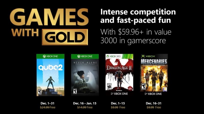Optimisme Behandeling bovenstaand Games with Gold for December 2018 Announced - XboxAddict News